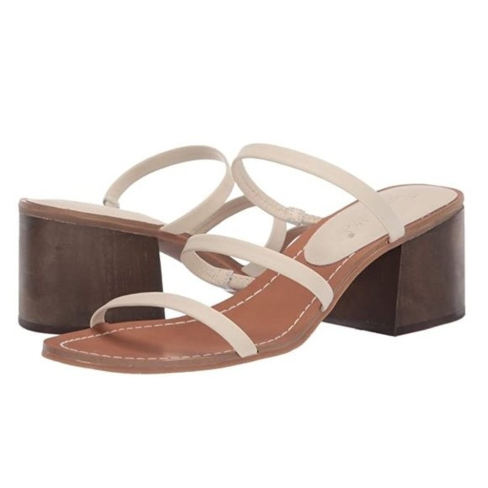Splendid Womens Size 8.5‎ Eggshell White Cream Leather Block Heel Sandals Shoes